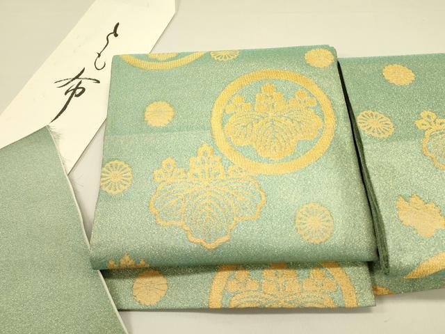 平和屋着物●綴れ　つけ帯　桐花文　金糸　反端付き　正絹　逸品　DABB7414op