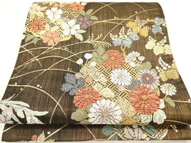 平和屋着物○六通柄袋帯 唐織 四季花の丸 金銀糸 正絹 逸品 DABB7516op 平和屋着物○六通柄袋帯 唐織 四季花の丸 金銀糸 正絹 逸品 DABB7516op
