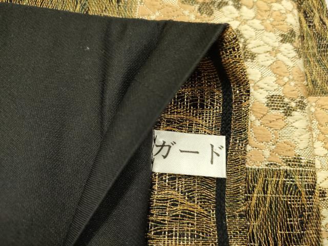 平和屋着物●六通柄袋帯　唐織　櫛織　市松花文　金糸　正絹　逸品　DABB7594op 平和屋本店○極上 1854年創業 帯屋捨松 六通柄袋帯 唐織 舞花文 黒地