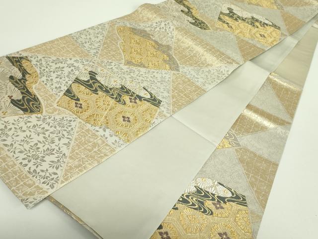 平和屋着物○六通柄袋帯 唐織 冊子花文 金銀糸 正絹 逸品 DABB7736opの
