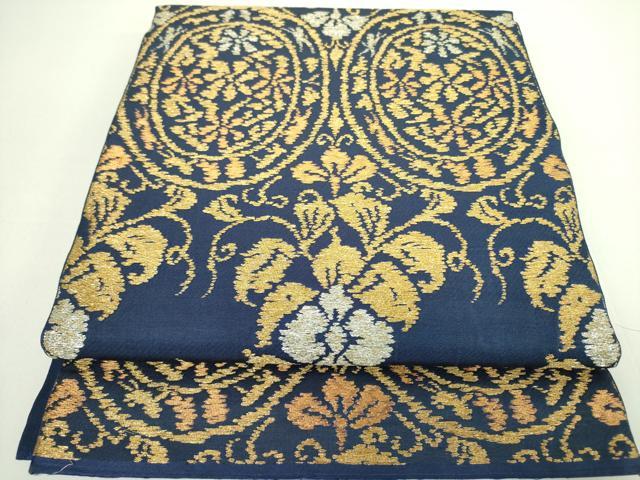 平和屋着物●六通柄　京本袋帯　草花文　金銀糸　正絹　逸品　DABB7749op 12,979円