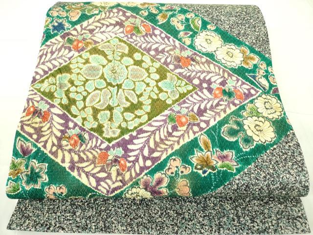 平和屋着物●太鼓柄袋帯　絞り　花菱文　辻が花　金通し地　正絹　逸品　未使用　DABB7764op