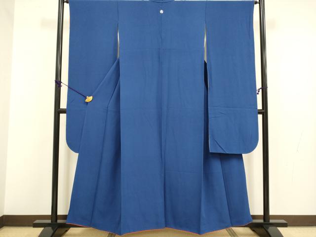 平和屋着物●豪華振袖　色無地　濃い瑠璃紺色　正絹　逸品　DABB9601du