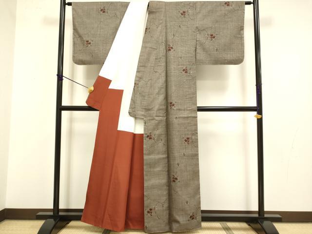 平和屋着物●本場大島紬　古代染色純泥染　9マルキ　枝花文　牧絹織物謹製　証紙付き　正絹　逸品　未使用　DABB9647du_2