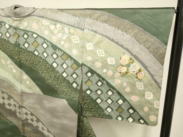 平和屋□訪問着 友禅 駒刺繍 絞り 霞吉祥花文 金糸 逸品 uz102 平和屋