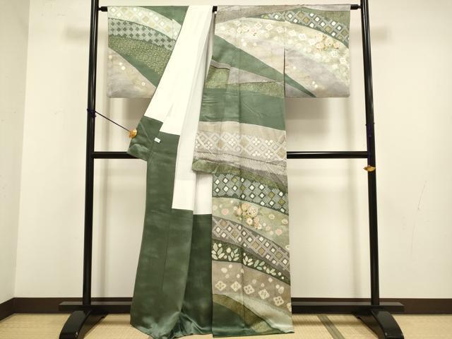 平和屋着物●訪問着　駒刺繍　絞り　更紗花文　金彩　正絹　逸品　DABB9670du 楽天市場】 着物 > 訪問着・付下げ : 平和屋