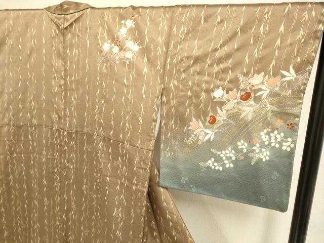 平和屋着物●訪問着　駒刺繍　枝花文　暈し染め　金彩　正絹　逸品　DABB9778du_2