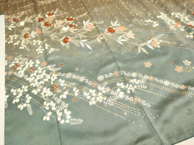 平和屋着物●訪問着　駒刺繍　枝花文　暈し染め　金彩　正絹　逸品　DABB9778du_4