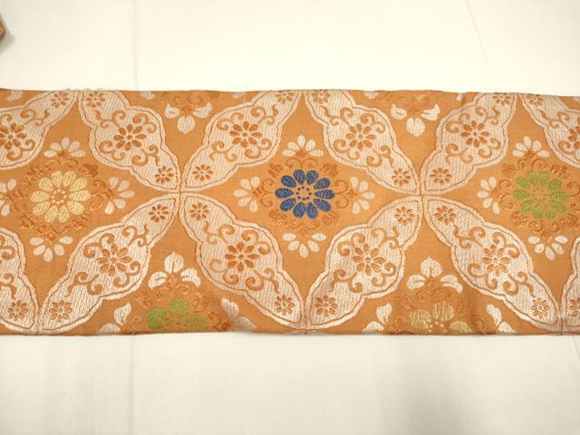 平和屋着物○アンティーク 大正ロマン 九寸名古屋帯 唐織 七宝花文 