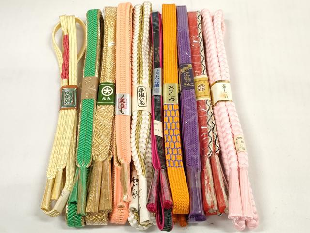 平和屋着物●和装小物　帯締め10本セット　大島紬　手組紐　組紐　高麗組　金糸　西武・大丸扱い　逸品　未使用　DABC1188zzz