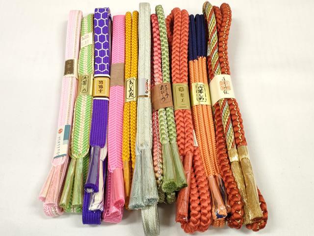 平和屋着物●和装小物　帯締め10本セット　手組紐　高麗組　笹浪組　亀甲柄　金銀糸　逸品　未使用　DABC1215zzz