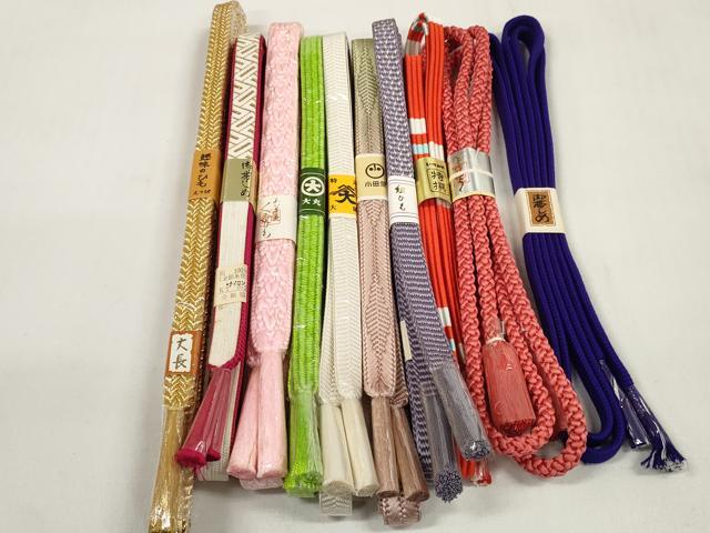 平和屋着物●和装小物　帯締め10本セット　組紐　笹浪組　金糸　小田急・大丸扱い　丈長あり　逸品　未使用　DABC1216zzz