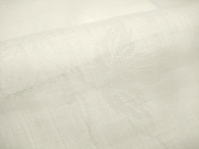 平和屋着物＊夏物　長襦袢　反物　着尺　枝葉紋紗　生成り色　小千谷織物謹製　麻　逸品　未使用　DABC1235zzz_4