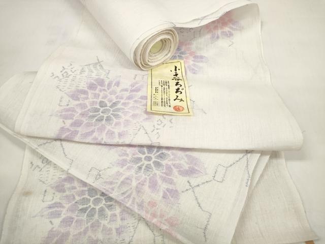 平和屋着物＊夏物　小千谷ちぢみ　反物　着尺　花繋ぎ　マンガン加工　未使用　DABC1254zzz 平和屋着物＊夏物 小千谷ちぢみ 反物 着尺 花繋ぎ マンガン加工 未使用