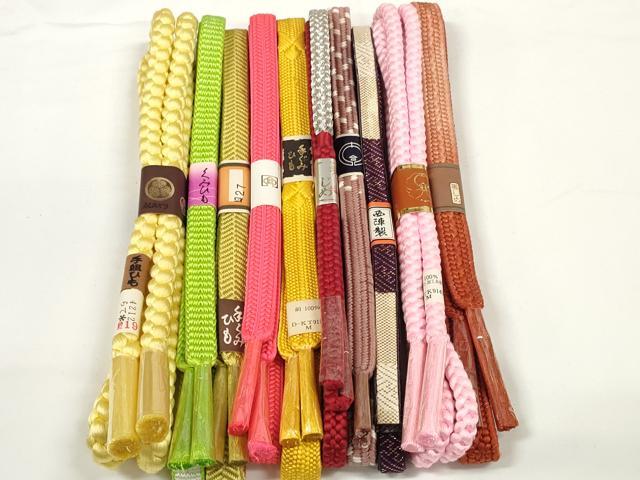 平和屋着物●和装小物　帯締め10本セット　佐賀錦　西陣製　手組紐　笹浪組　鎌倉組　金銀糸　逸品　未使用　DABC1859zzz