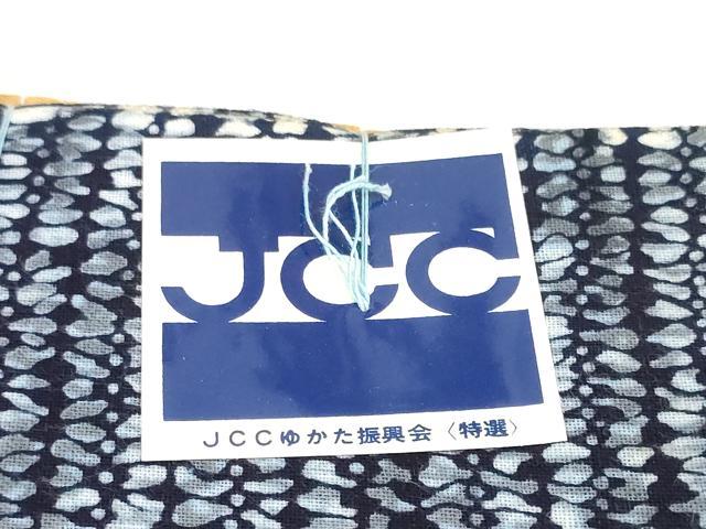 平和屋着物＊夏物　男性　浴衣　反物　着尺　はずみ染　東京本染　幾何学文様　綿　未使用　DABC1863zzz_4
