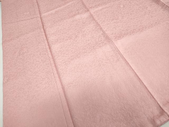 平和屋着物○上質な色無地 南天地紋 紅梅色 正絹 逸品 未使用