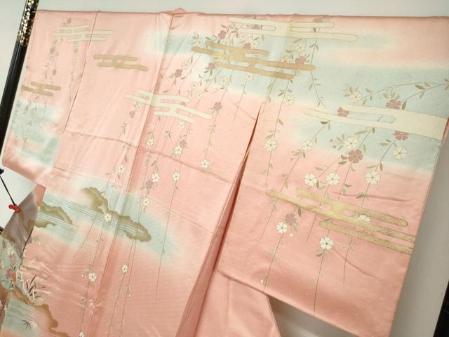 平和屋着物○訪問着 作家物 流水草花籬文 暈し染め 金彩 正絹 逸品