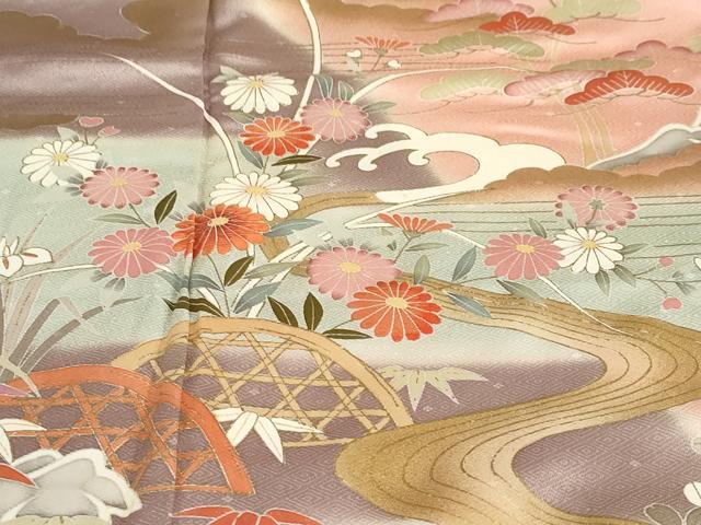 平和屋着物○訪問着 作家物 流水草花籬文 暈し染め 金彩 正絹 逸品