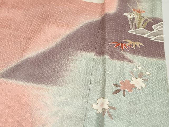 平和屋着物○訪問着 作家物 流水草花籬文 暈し染め 金彩 正絹 逸品