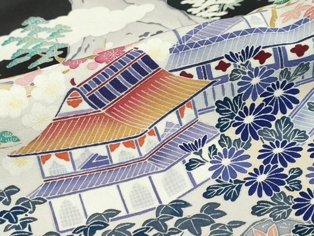 平和屋着物○本加賀友禅作家 土田外男 黒留袖 立波風景文 正絹 逸品
