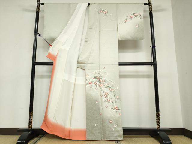 平和屋着物●訪問着　草花文　金彩　正絹　逸品　DABC2064ud_1