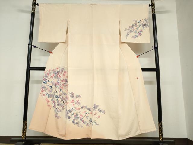 平和屋着物●本加賀友禅作家　毎田仁郎　訪問着　草花文　正絹　逸品　DABC2128ud 平和屋着物○本加賀友禅作家 毎田仁郎 訪問着 草花文 正絹 逸品
