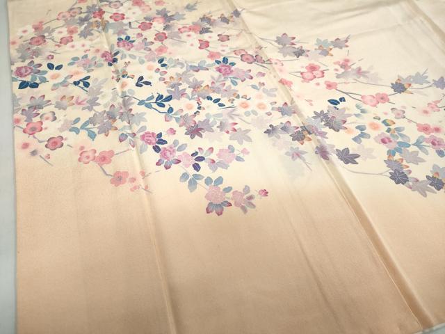 平和屋着物○本加賀友禅作家 毎田仁郎 訪問着 草花文 正絹 逸品