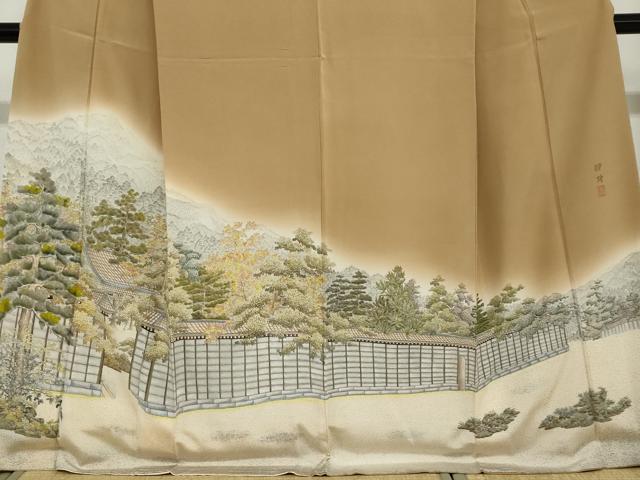 平和屋着物○訪問着 作家物 御所 遠山樹林風景文 暈し染め