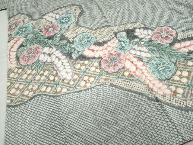 平和屋着物●名門　藤娘きぬたや・総絞り　訪問着　辻が花　正絹　逸品　DABC2203ud_4