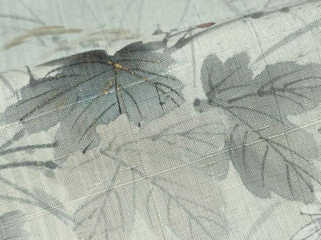 平和屋着物●訪問着　作家物　生紬　手描き　草花文　金彩　正絹　逸品　DABC2205ud_7