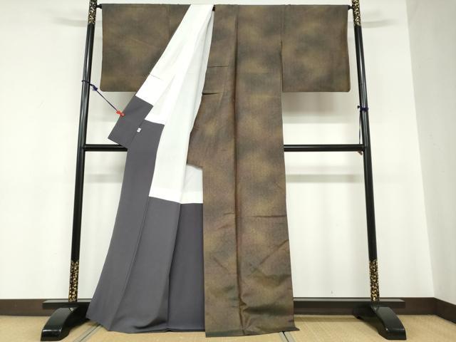 平和屋着物●本場染大島紬　霞文　小田急百貨店扱い　正絹　逸品　DABC2224ud_2
