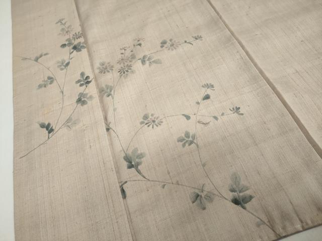 平和屋着物●訪問着　紬地　手描き　草花文　正絹　逸品　DABC2242ud_4