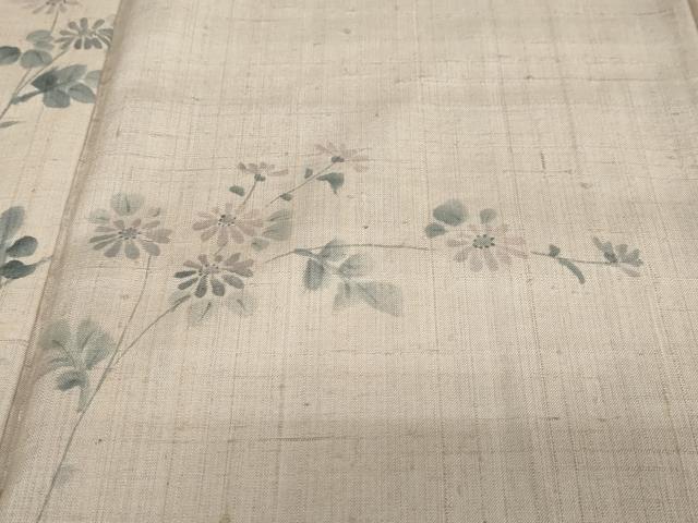 平和屋着物●訪問着　紬地　手描き　草花文　正絹　逸品　DABC2242ud_5