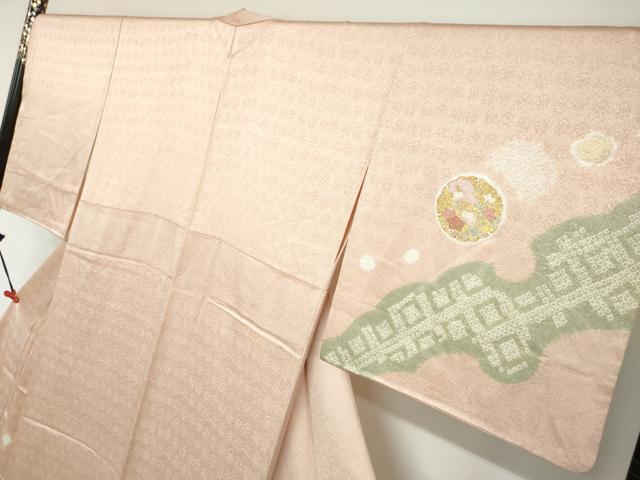 平和屋着物●訪問着　駒刺繍　絞り　雪輪草花文　金彩　高島屋扱い　正絹　逸品　DABC2260ud 平和屋着物○訪問着 駒刺繍 絞り 雪輪草花文 金彩 高島屋扱い 正絹