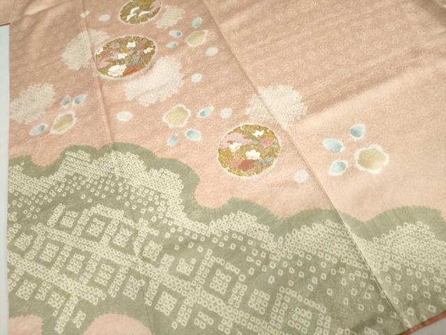 平和屋着物○訪問着 駒刺繍 絞り 雪輪草花文 金彩 高島屋扱い 正絹