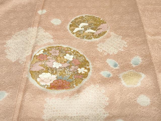 平和屋着物○訪問着 駒刺繍 絞り 雪輪草花文 金彩 高島屋扱い 正絹