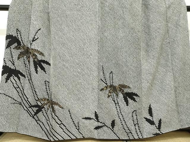 平和屋着物●訪問着　総絞り　笹竹文　黒地　金彩　正絹　逸品　DABC2354ud_3