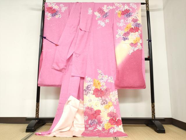 平和屋着物○豪華振袖 草花文 暈し染め 銀彩 仮絵羽 逸品 未使用 