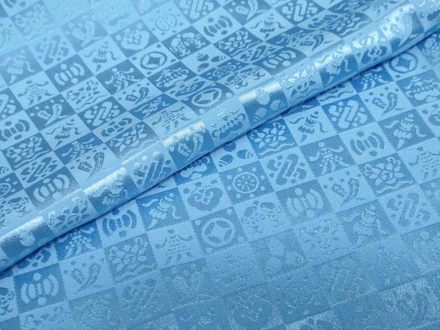 平和屋着物●男性　色紋付　長羽織セット　宝尽くし格子地紋　天色　キングサイズ　洗える着物　DABC2370ud_5