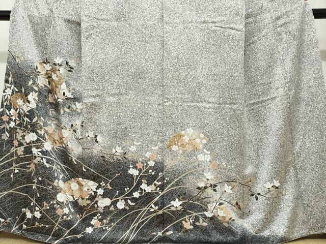 平和屋着物●訪問着　地紙草花文　たたき染め　金彩　正絹　逸品　DABC2406ud_3