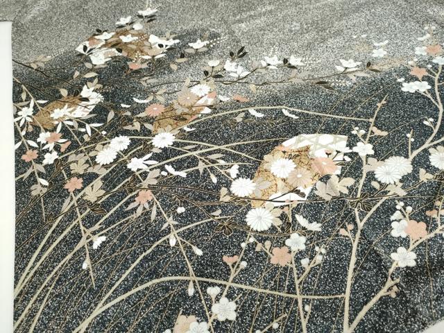 平和屋着物●訪問着　地紙草花文　たたき染め　金彩　正絹　逸品　DABC2406ud_4
