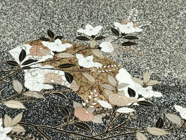 平和屋着物●訪問着　地紙草花文　たたき染め　金彩　正絹　逸品　DABC2406ud_5
