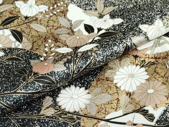 平和屋着物●訪問着　地紙草花文　たたき染め　金彩　正絹　逸品　DABC2406ud_6