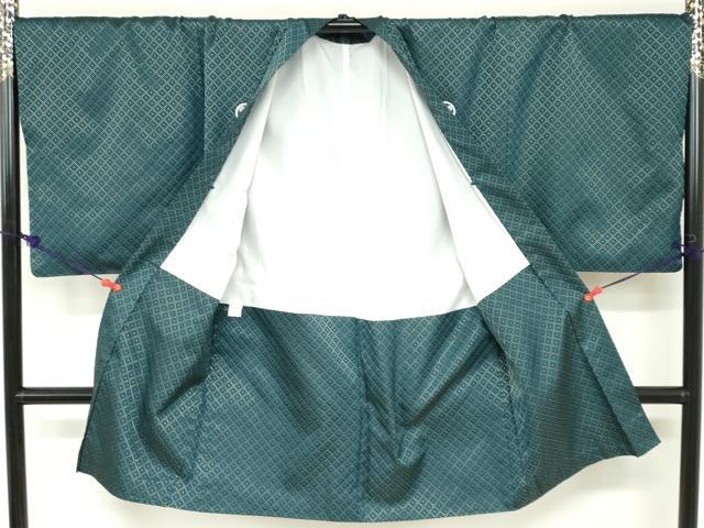 平和屋着物●男性　色紋付　長羽織セット　菱地紋　鉄色　金糸　キングサイズ　洗える着物　DABC2415ud_7