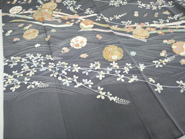 平和屋着物●訪問着　駒刺繍　流水雪輪草花文　金彩　松坂屋扱い　正絹　逸品　DABC2418ud_4