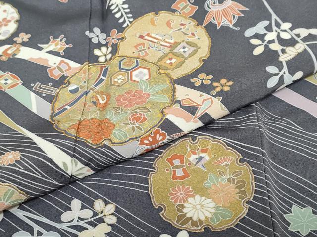 平和屋着物●訪問着　駒刺繍　流水雪輪草花文　金彩　松坂屋扱い　正絹　逸品　DABC2418ud_6