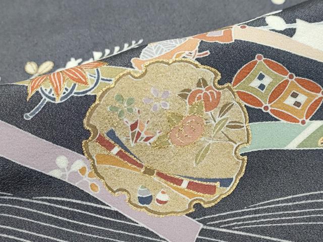 平和屋着物●訪問着　駒刺繍　流水雪輪草花文　金彩　松坂屋扱い　正絹　逸品　DABC2418ud_7