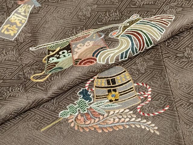 平和屋着物●京縫　月聖子　訪問着　総刺繍　吉祥文　金糸　金通し地　正絹　逸品　DABC2431ud_6