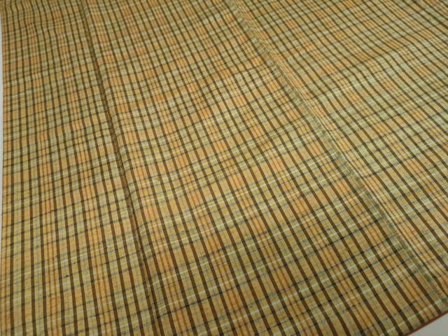 平和屋着物●郡上紬　草木染　変わり格子文　正絹　逸品　DABC2513ud 平和屋着物○郡上紬 草木染 変わり格子文 正絹 逸品 DABC2513udの通販